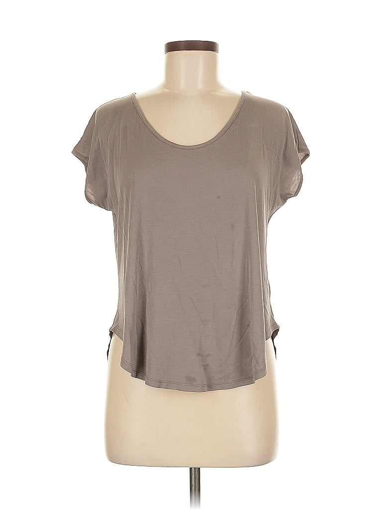 Pre-owned Sienna Sky Short Sleeve Top Gray Scoop Neck Tops