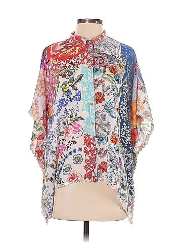Johnny Was 3/4 Sleeve Silk Top (view 1)