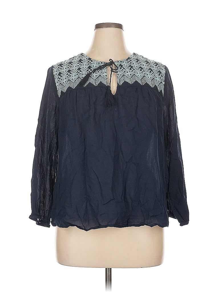 Pre-owned Old Navy 3/4 Sleeve Blouse In Blue