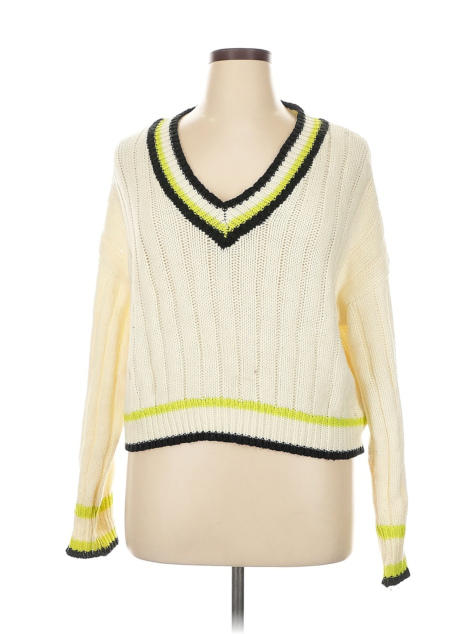 Wild Fable 100% Acrylic Color Block Yellow Pullover Sweater Size XL