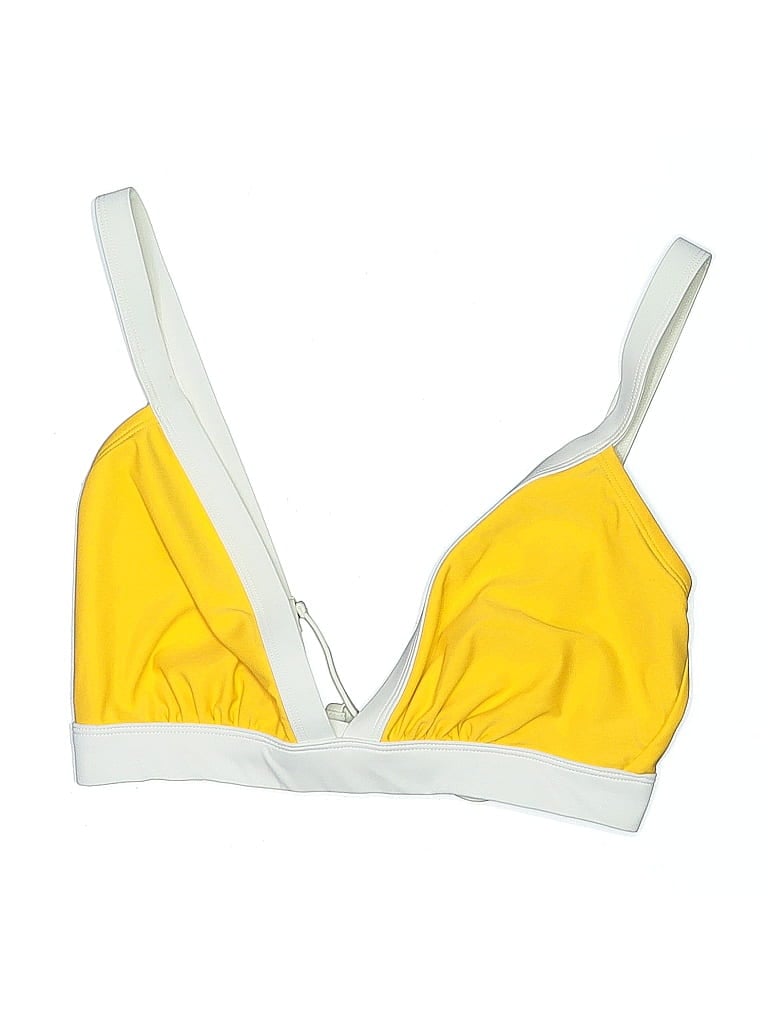 Pre-owned Shade & Shore Swimsuit Top Yellow Color Block Pattern Swimwear