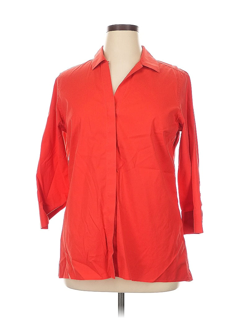 Foxcroft Red 3/4 Sleeve Button-Down Shirt Size 14 - photo 1