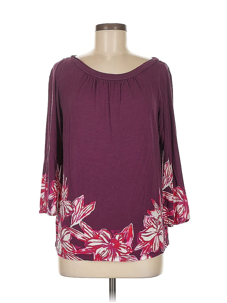 Pre-owned Ann Taylor 3/4 Sleeve Blouse In Burgundy
