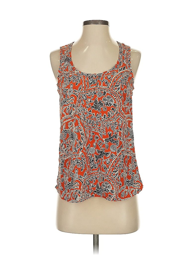 Click to view more detailed imagery on our partner's website Pre-owned Joie Sleeveless Silk Top Orange Halter Neckline Tops