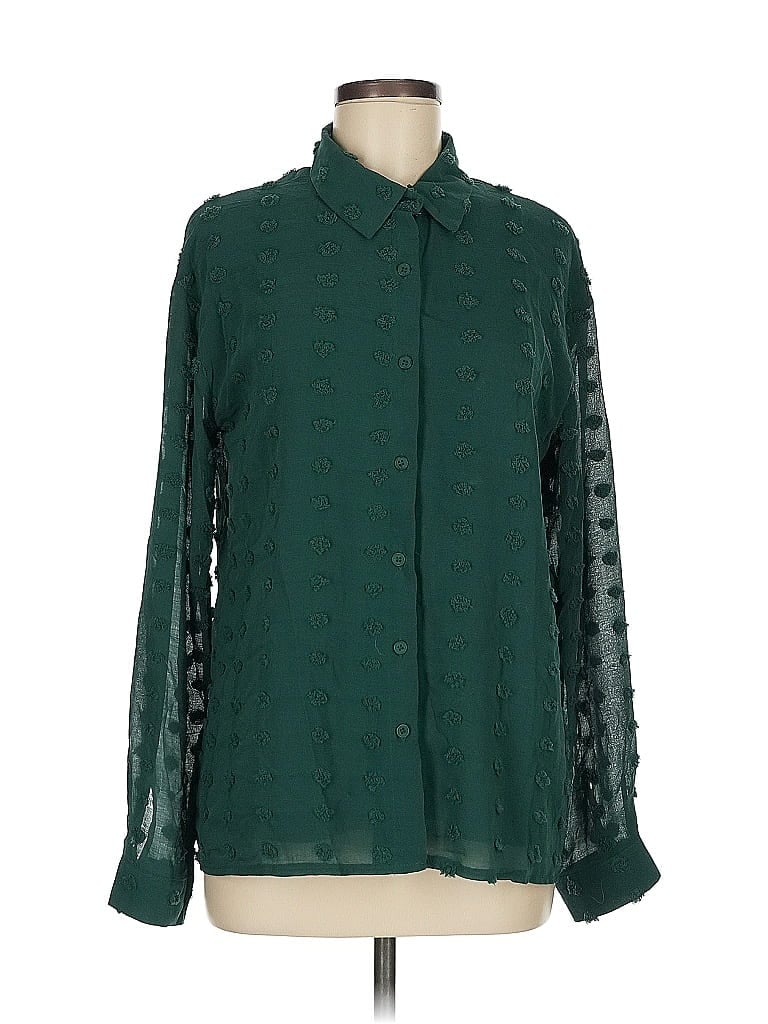 Pre-owned Unbranded Long Sleeve Blouse In Green