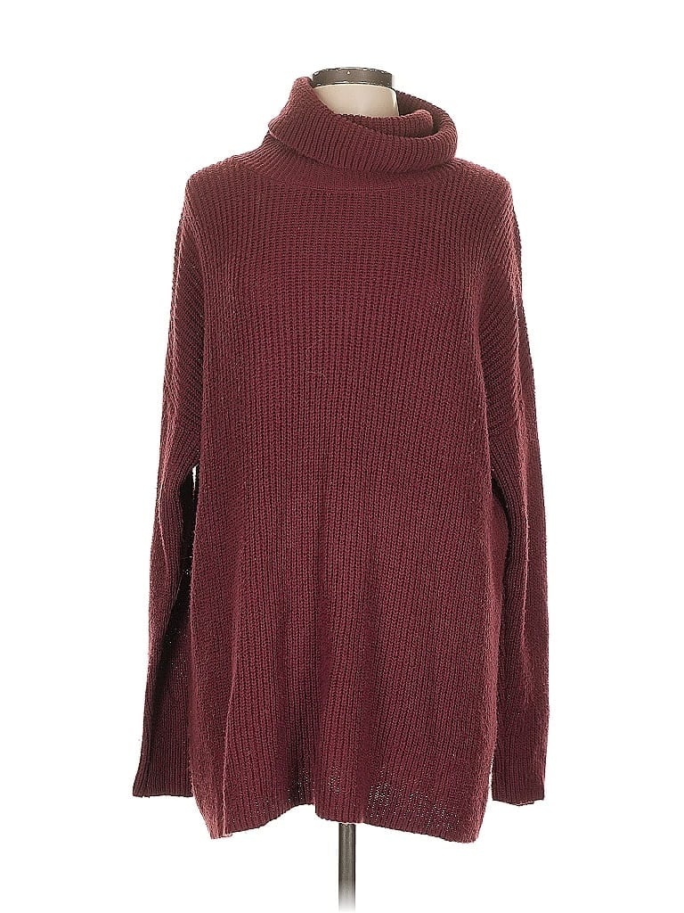 Pre-owned Halogen Turtleneck Sweater In Burgundy