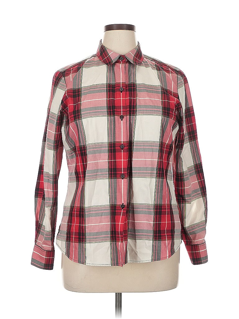 Foxcroft Plaid Red Long Sleeve Button-Down Shirt Size 16 - photo 1