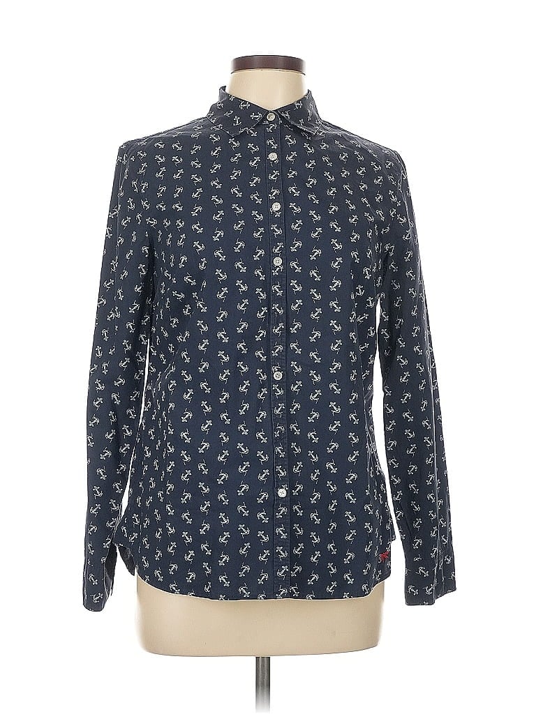 Pre-owned Talbots Long Sleeve Button Down Shirt In Blue