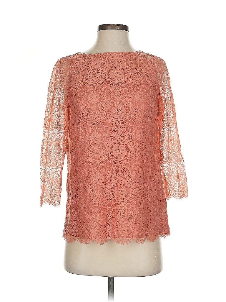Fossil 100% Nylon Orange Pink 3/4 Sleeve Blouse Size XS - photo 1