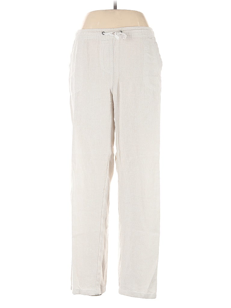 Ivory 100% Linen Pants with Punto Stitch Detail - Premium Organic