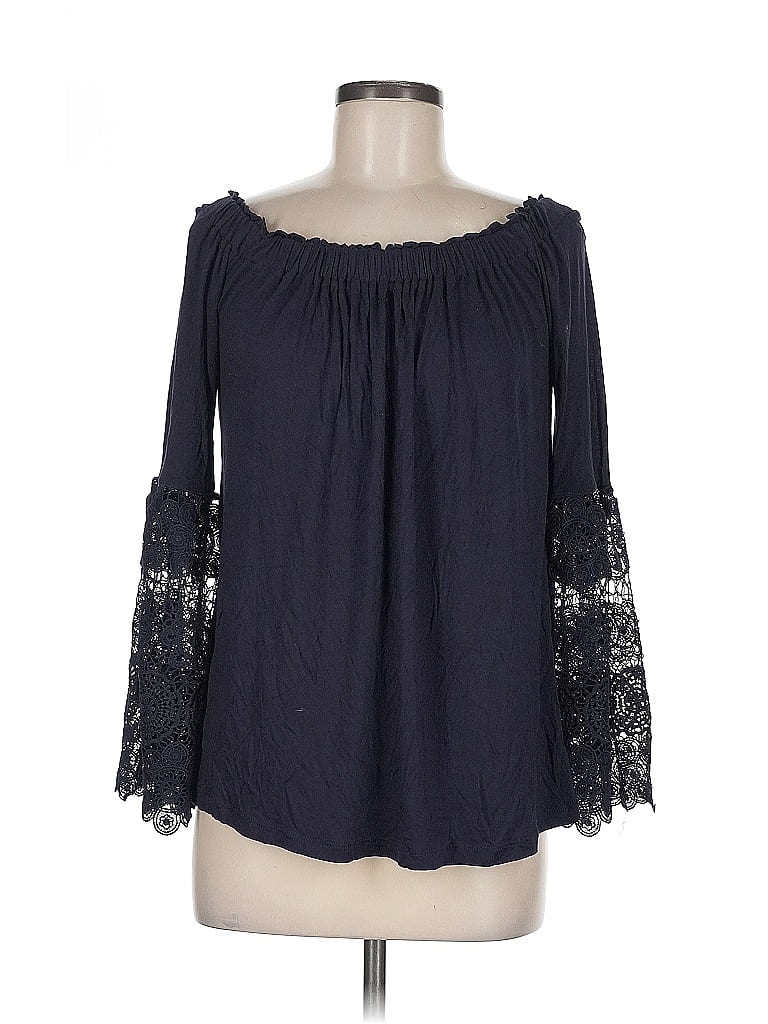 Pre-owned Ann Taylor Loft Long Sleeve Blouse In Blue