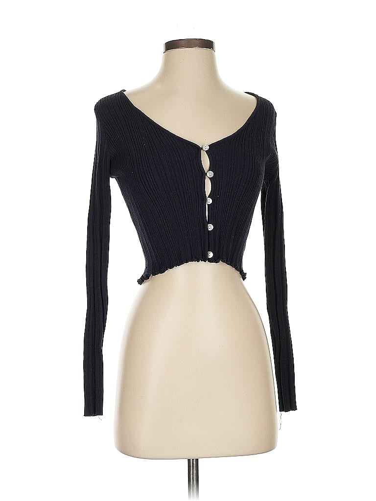 Pre-owned Kendall & Kylie Long Sleeve Top Black Sweetheart Neckline Tops