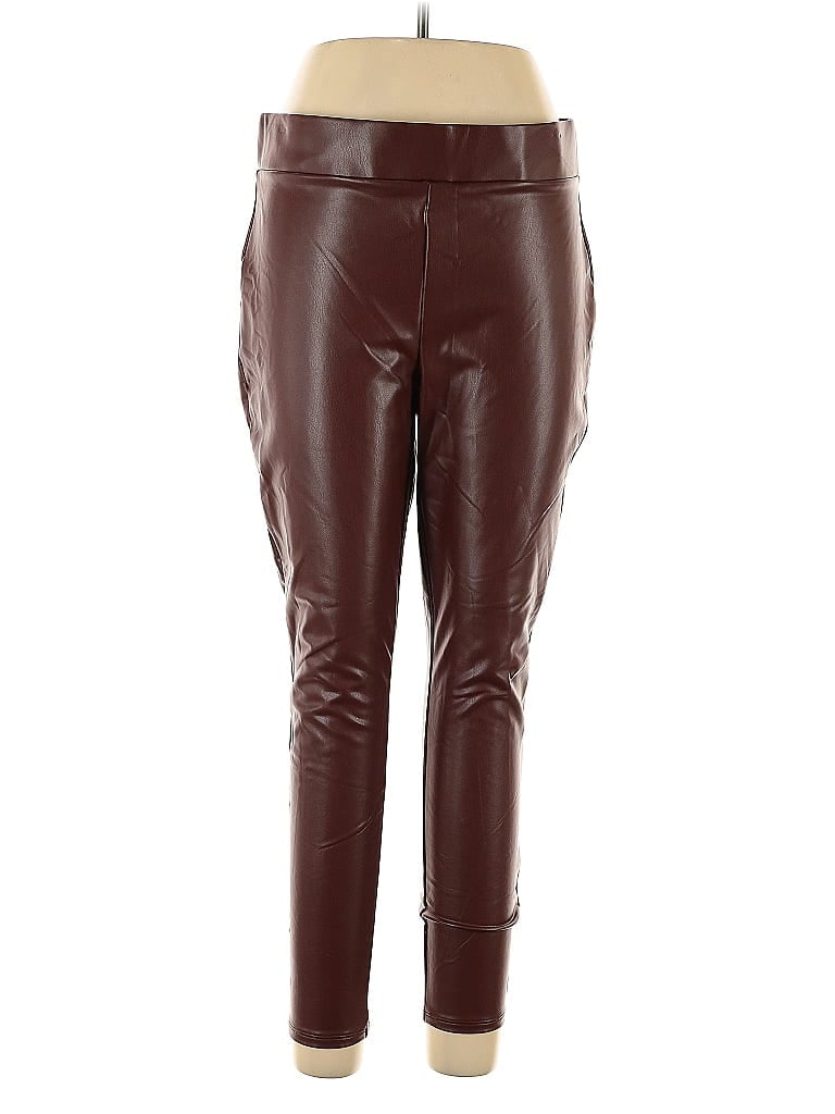 Pre-owned Ann Taylor Loft Faux Leather Pants In Burgundy