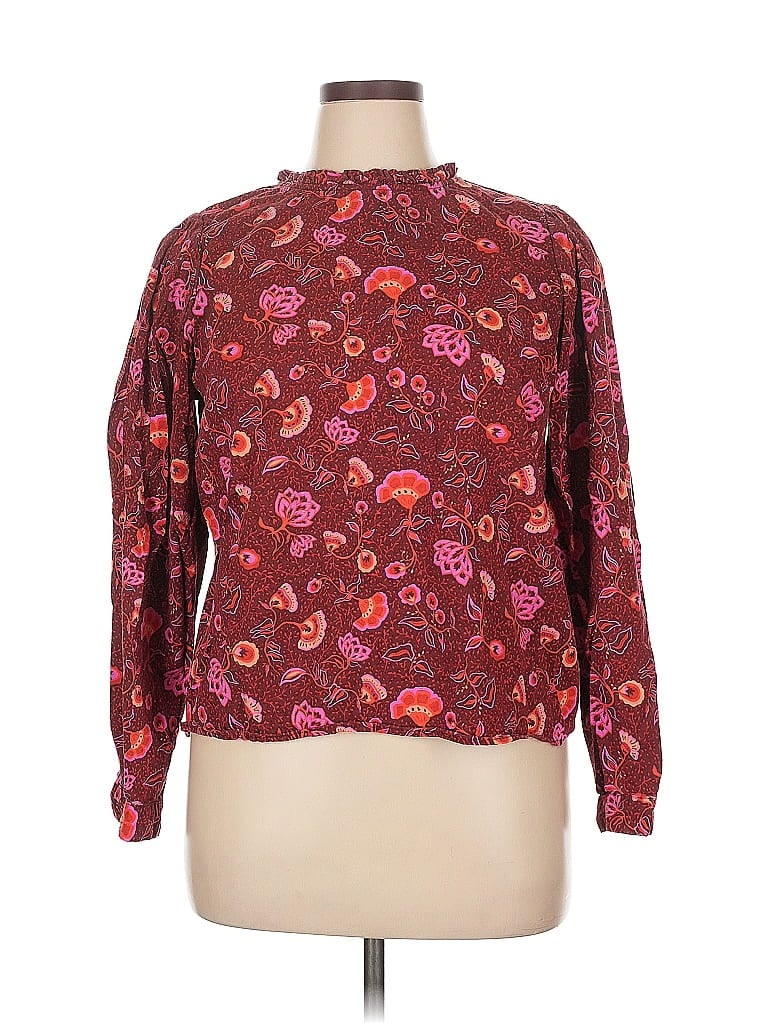 Pre-owned Universal Thread Long Sleeve Blouse In Burgundy