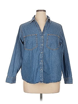 Zara 3/4 Sleeve Button-Down Shirt (view 1)
