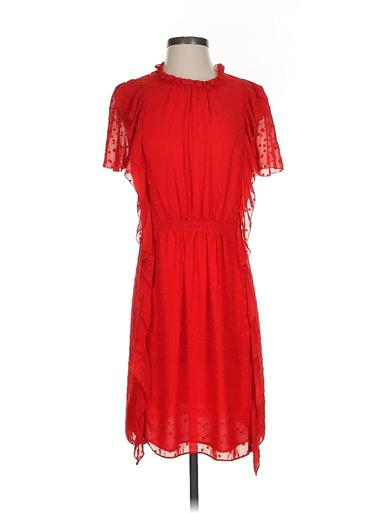ML Monique Lhuillier 100% Polyester Red Casual Dress Size 4 - photo 1
