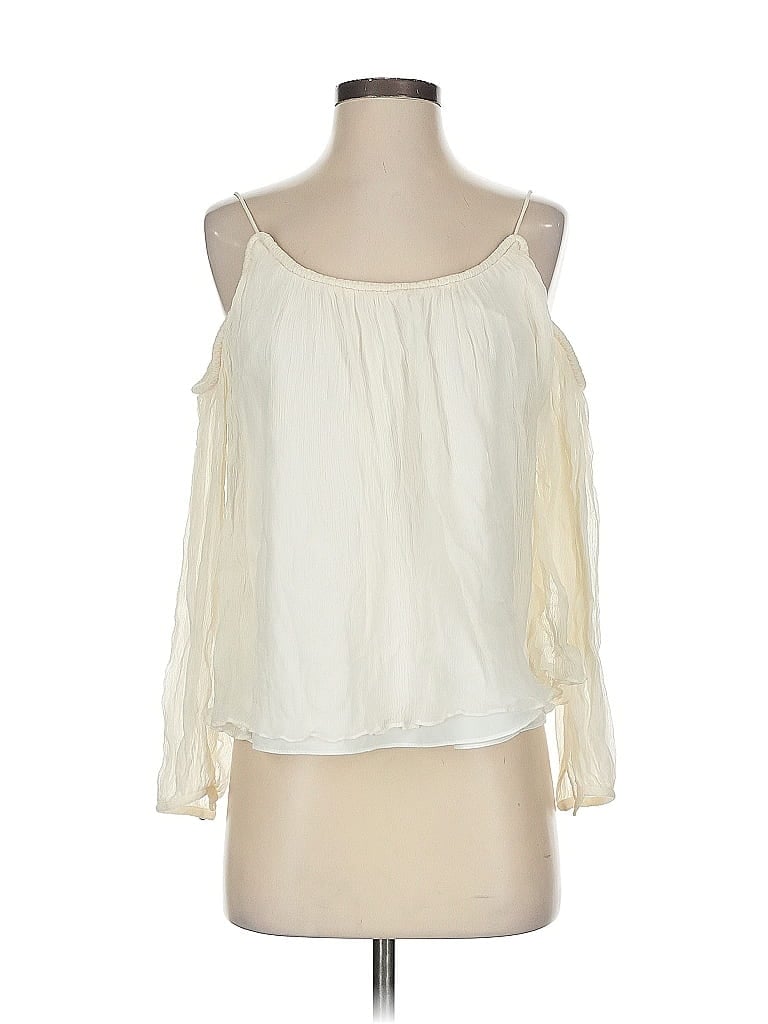 Pre-owned Elizabeth And James Sleeveless Silk Top Ivory Cold Shoulder Neckline Tops In White