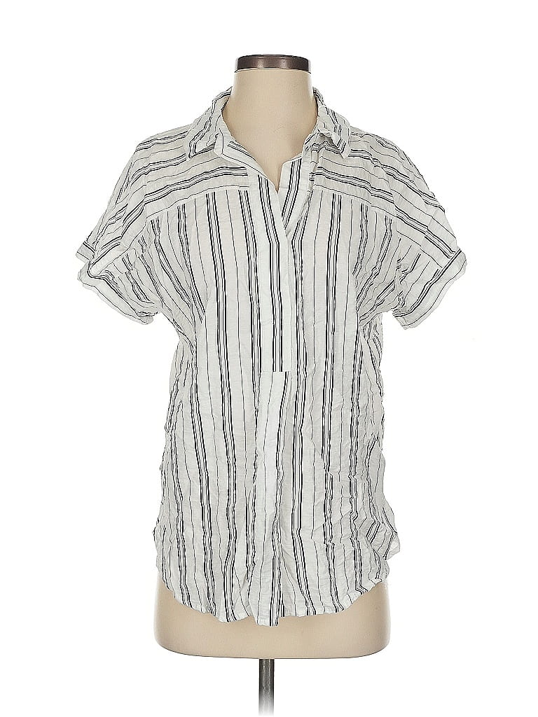 Pre-owned Vince Camuto Short Sleeve Blouse In Silver