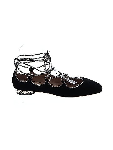 Valentino Calfskin Snakeskin Embossed Velvet Flats (view 1)