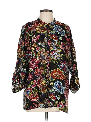 Johnny Was 3/4 Sleeve Silk Top (view 1)