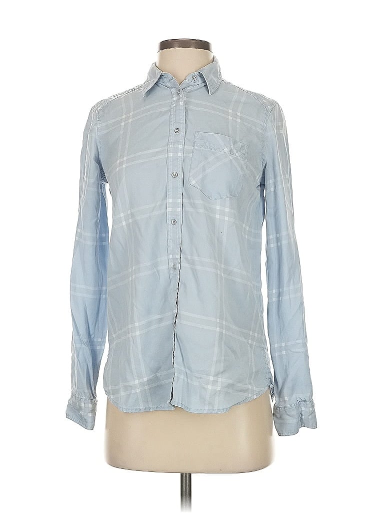 Pre-owned Express Long Sleeve Button Down Shirt In Blue