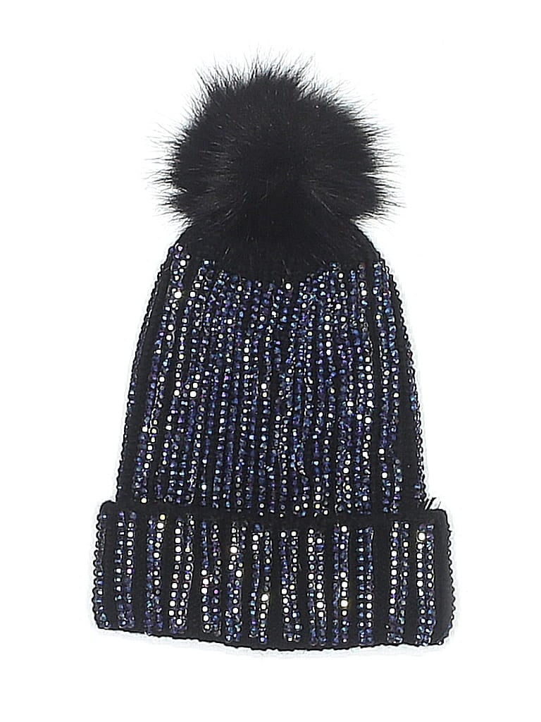 Adrienne Landau 100% Acrylic Black Blue Beanie One size - photo 1