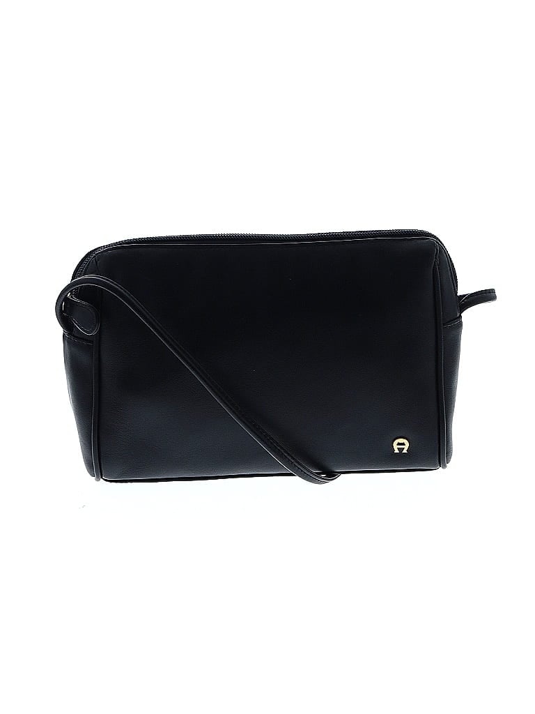 Etienne Aigner Solid Black Blue Leather Crossbody Bag One size - photo 1