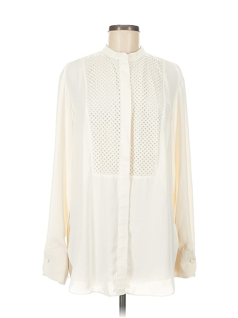 Pre-owned H&m Long Sleeve Blouse In White