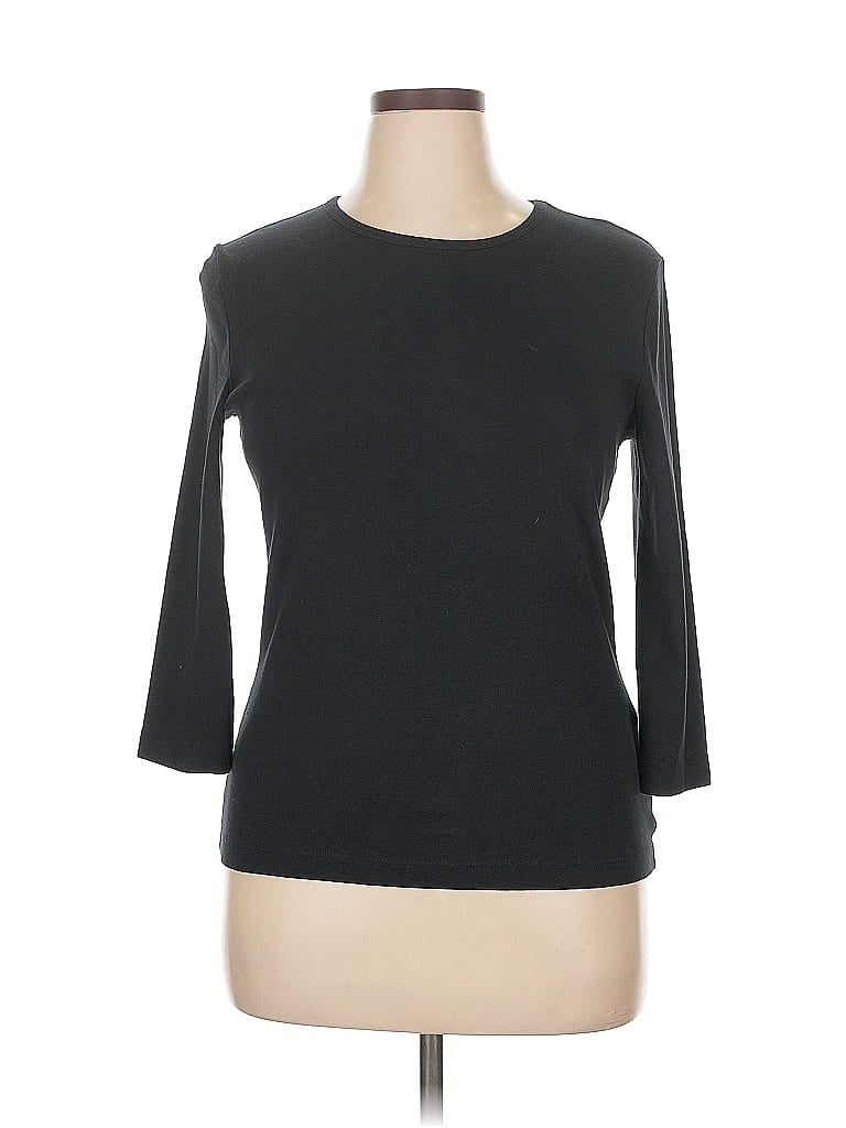 Pre-owned Jones New York Sport 3/4 Sleeve T-shirt In Black