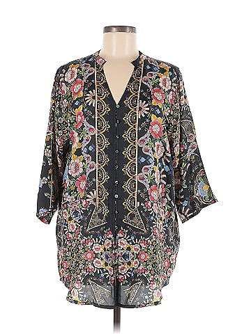 Johnny Was 3/4 Sleeve Silk Top (view 1)