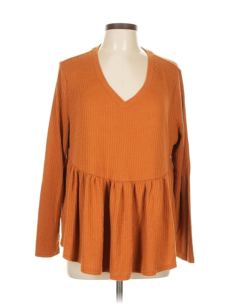 Pre-owned Terra & Sky Pullover Sweater In Orange