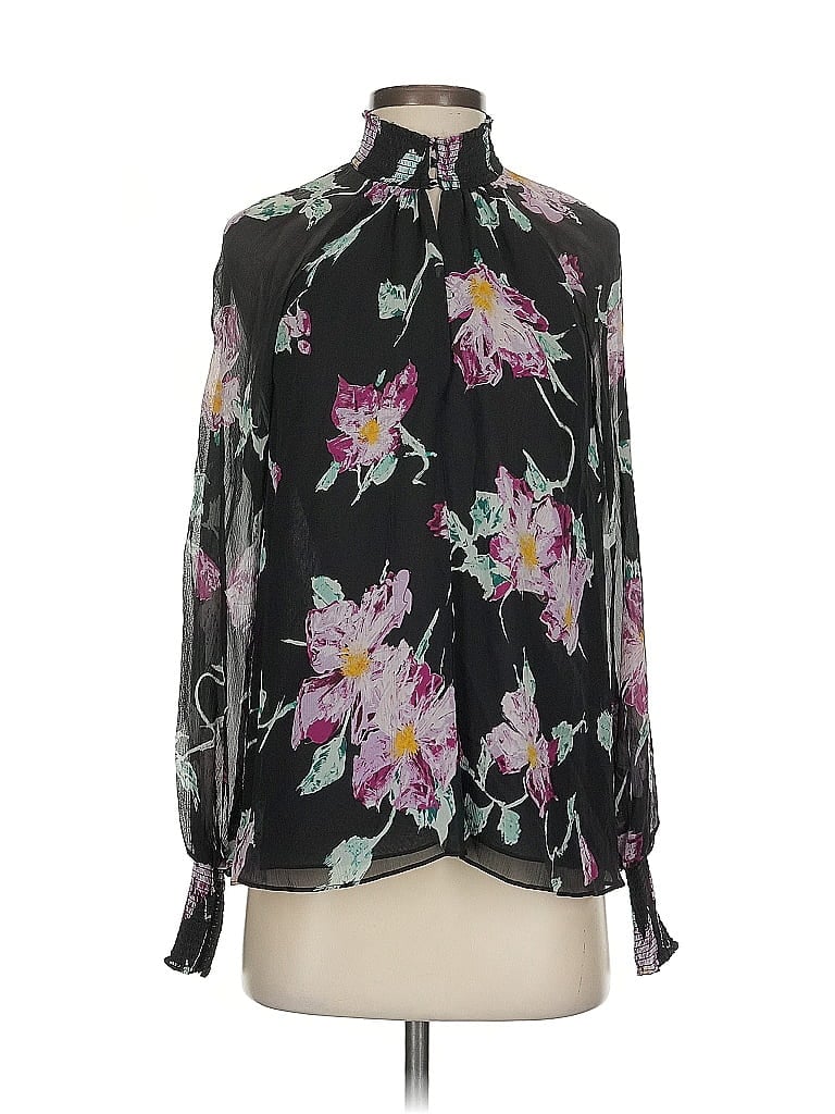 Click to view more detailed imagery on our partner's website Pre-owned A.l.c Long Sleeve Silk Top Black Floral Pattern Tie Neck Tops