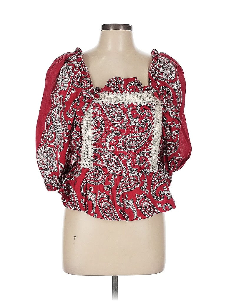Sea New York 100% Cotton Red 3/4 Sleeve Blouse Size L - photo 1