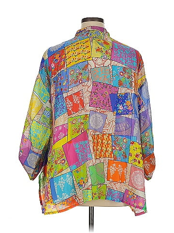 Johnny Was 3/4 Sleeve Silk Top (view 2)
