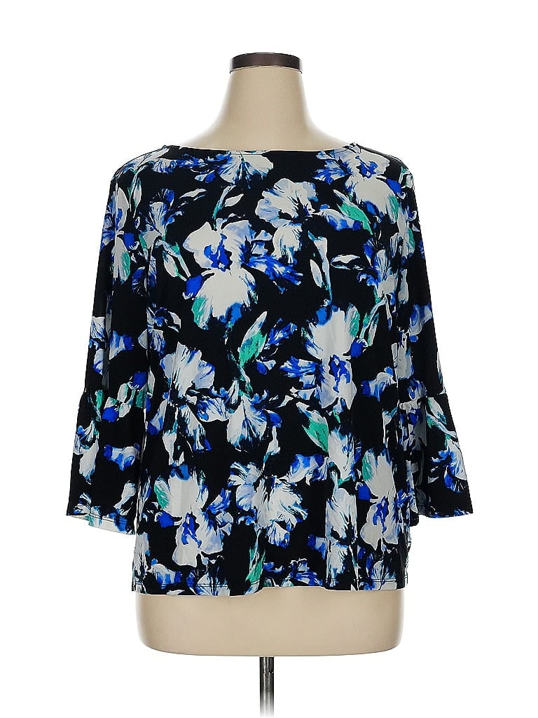 Pre-owned Ellen Tracy 3/4 Sleeve Blouse In Blue