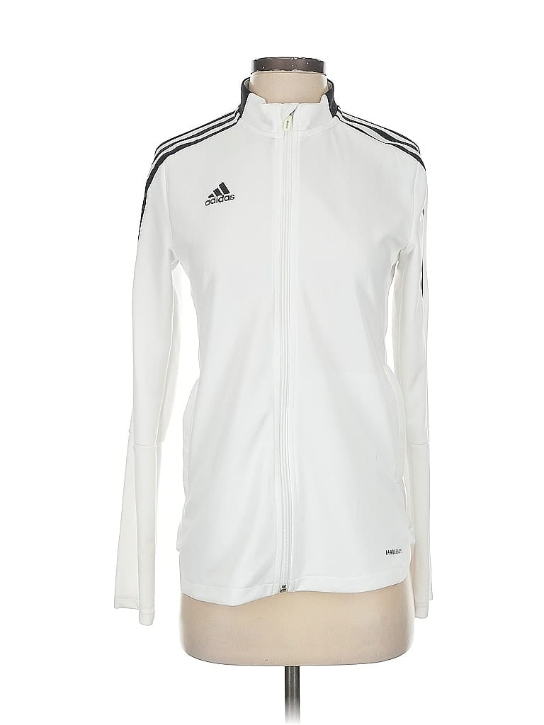 Adidas 100% Polyester White Track Jacket Size P (petite) - photo 1