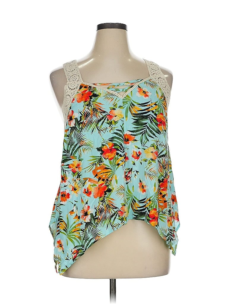 Eyeshadow Tank Top Green Strapless Neckline Tops In Multi