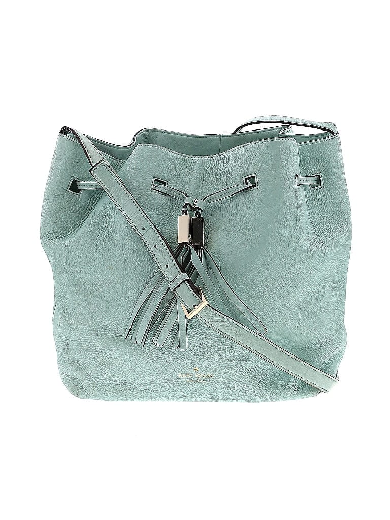Kate Spade New York 100% Leather Solid Teal Blue Leather Bucket Bag One size - photo 1