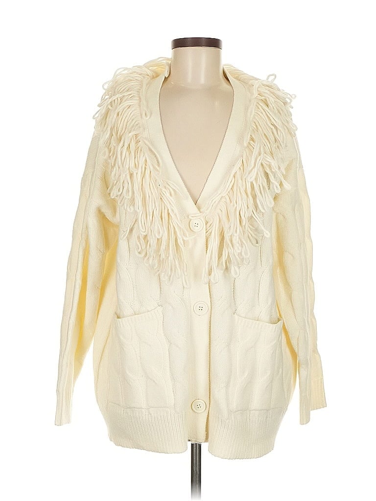 Pre-owned Max Studio Cardigan Sweater In White