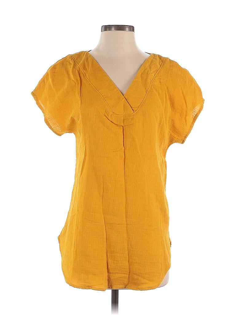 Pre-owned Calligraphie Short Sleeve Blouse In Yellow