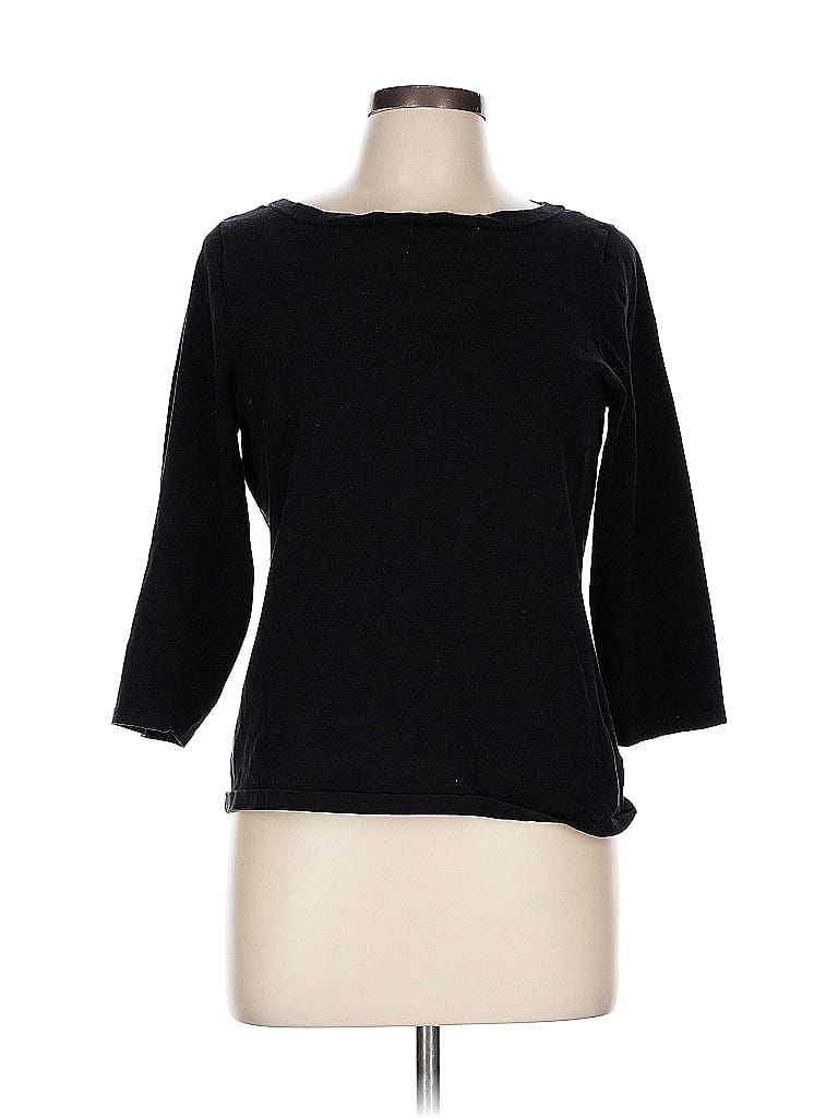 Pre-owned Charter Club 3/4 Sleeve Top Black Boatneck Tops