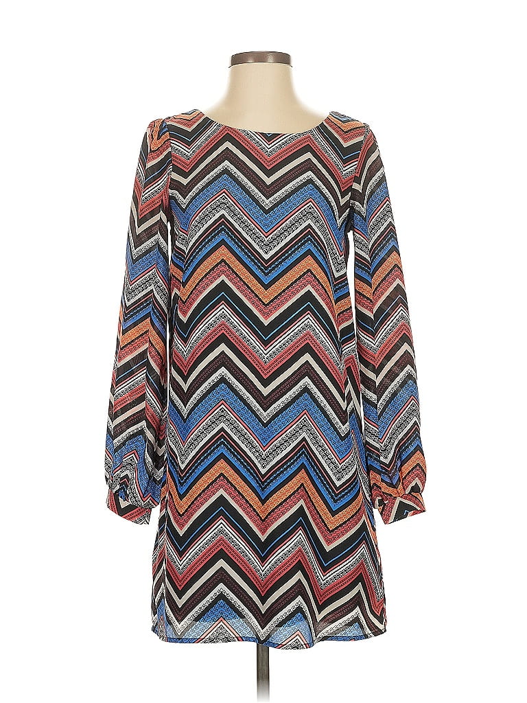 Almost Famous 100% Polyester Chevron-herringbone Blue Casual Dress Size S - photo 1