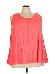 Woman Within Sleeveless Button Down Shirt