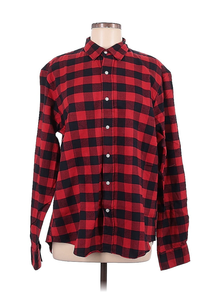 Frank & Eileen 100% Cotton Checkered-gingham Red Long Sleeve Button-Down Shirt Size M - photo 1