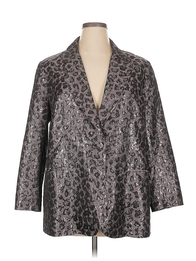 Tanya Taylor Animal Print Gray Purple Blazer Size XL (estimated) - photo 1