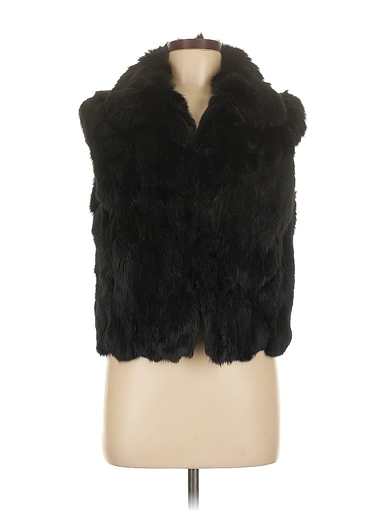 Adrienne Landau 100% Rabbit Fur Black Faux Fur Vest Size L - photo 1