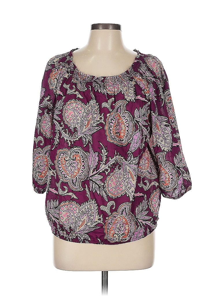 Pre-owned Ann Taylor Loft Outlet 3/4 Sleeve Blouse In Purple