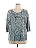 Peruvian Connection 100% Pima Cotton Teal 3/4 Sleeve Blouse Size XL - photo 1