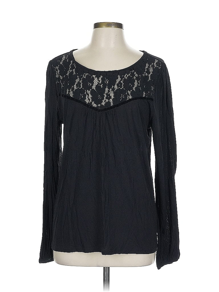 Pre-owned Ann Taylor Loft Outlet Long Sleeve T-shirt In Black