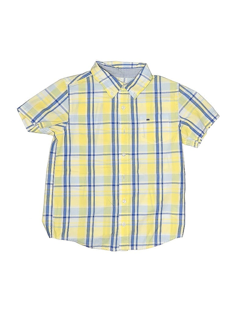 Pre-owned Crown & Ivy Kids' Short Sleeve Button Down Shirt In Yellow